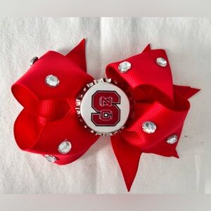 NEW Handmade NC State Red Grosgrain Bow – Block S w/ Rhinestones